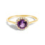 Bague Halo en Or Blanc 10K avec Améthyste Violet et Diamants