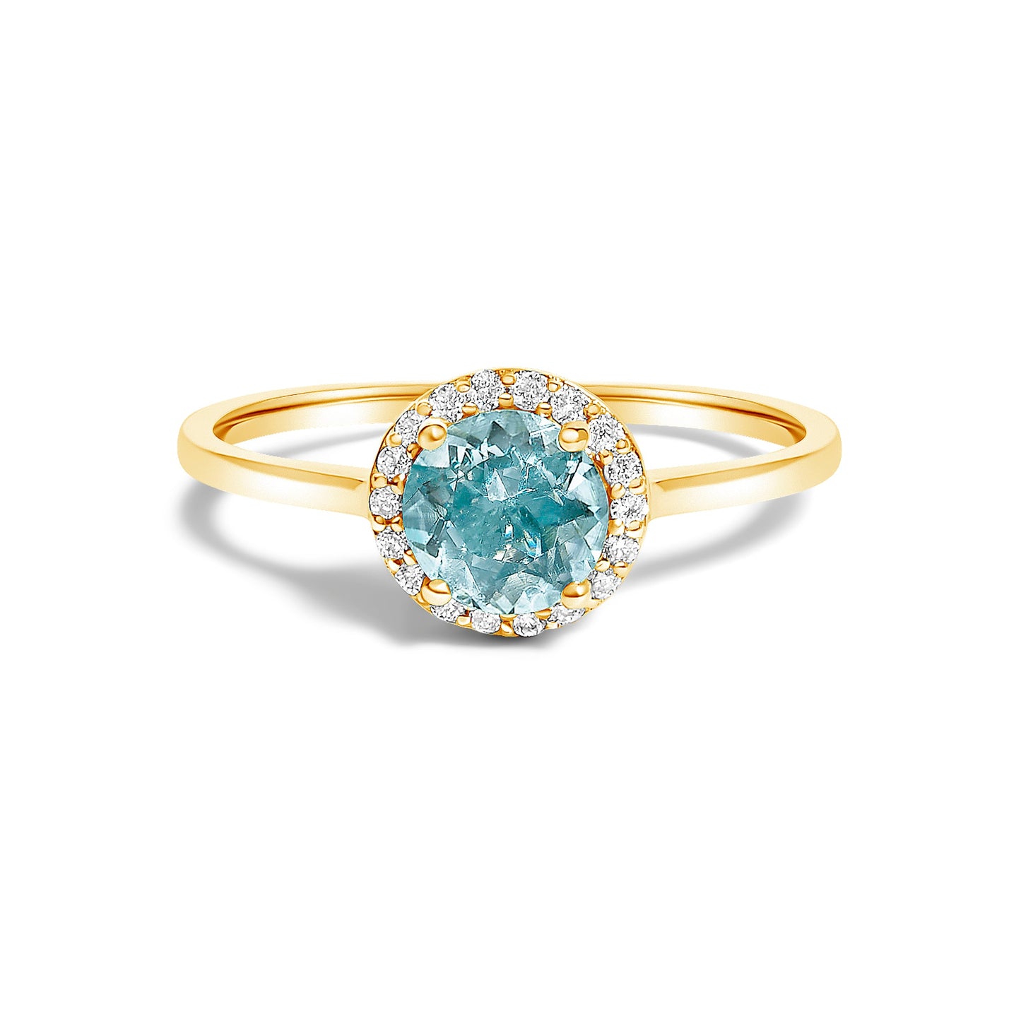 Bague Halo en Or Blanc 10K avec Améthyste Violet et Diamants