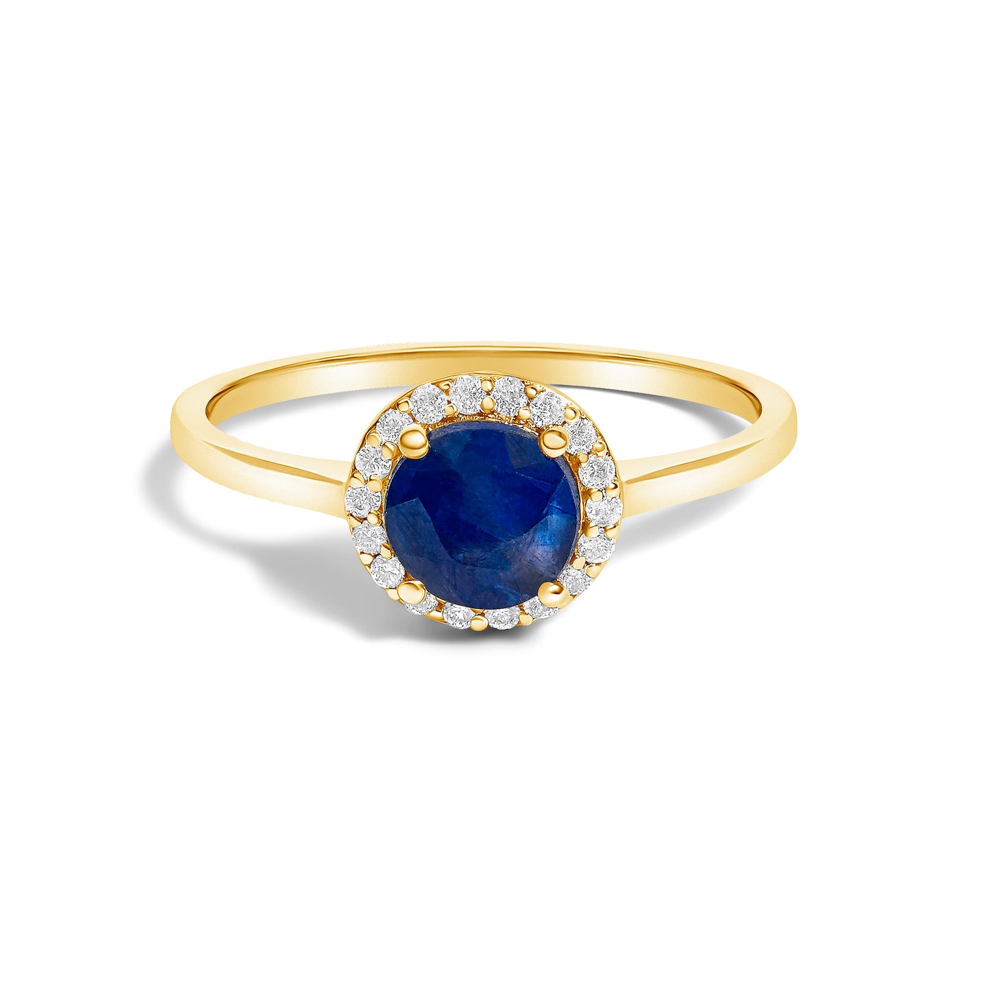 Bague Halo en Or Blanc 10K avec Améthyste Violet et Diamants