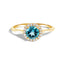 Bague Halo en Or Blanc 10K avec Améthyste Violet et Diamants