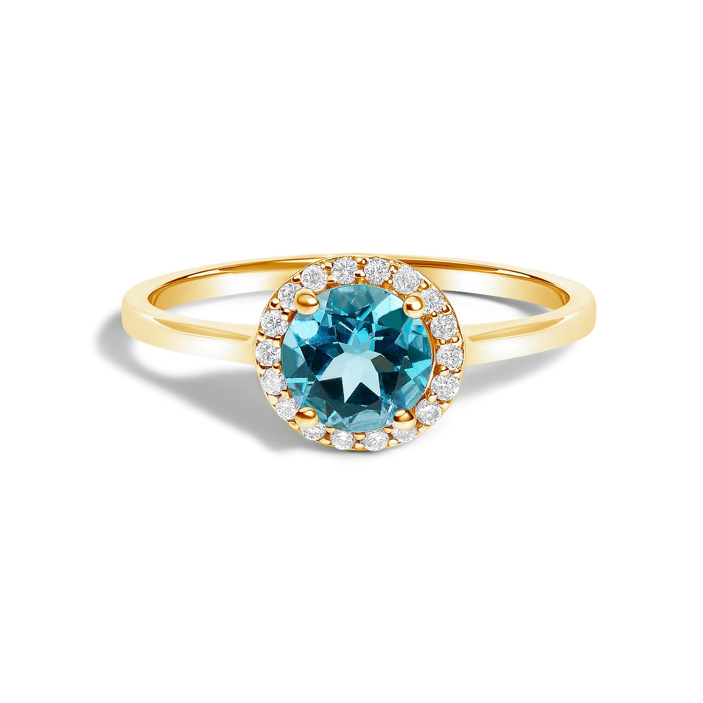 Bague Halo en Or Blanc 10K avec Améthyste Violet et Diamants