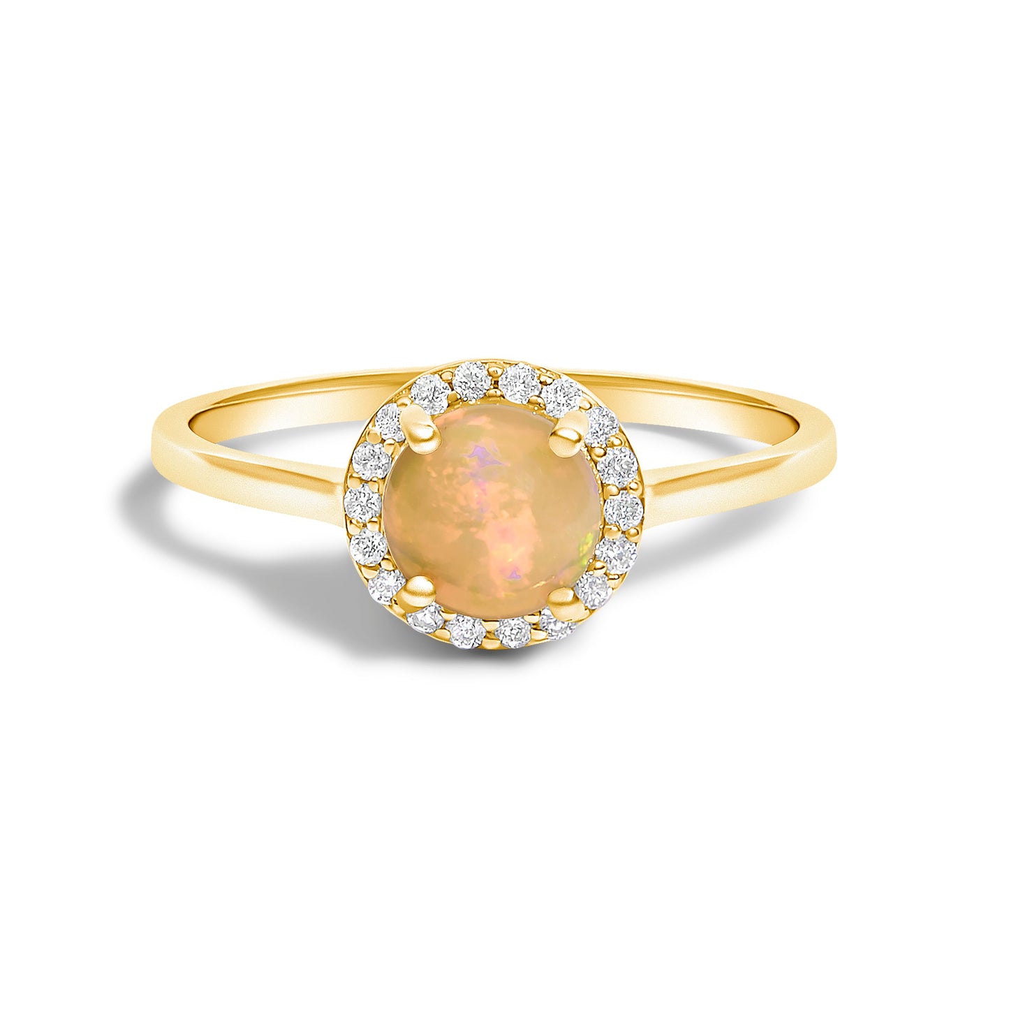 Bague Halo en Or Blanc 10K avec Améthyste Violet et Diamants