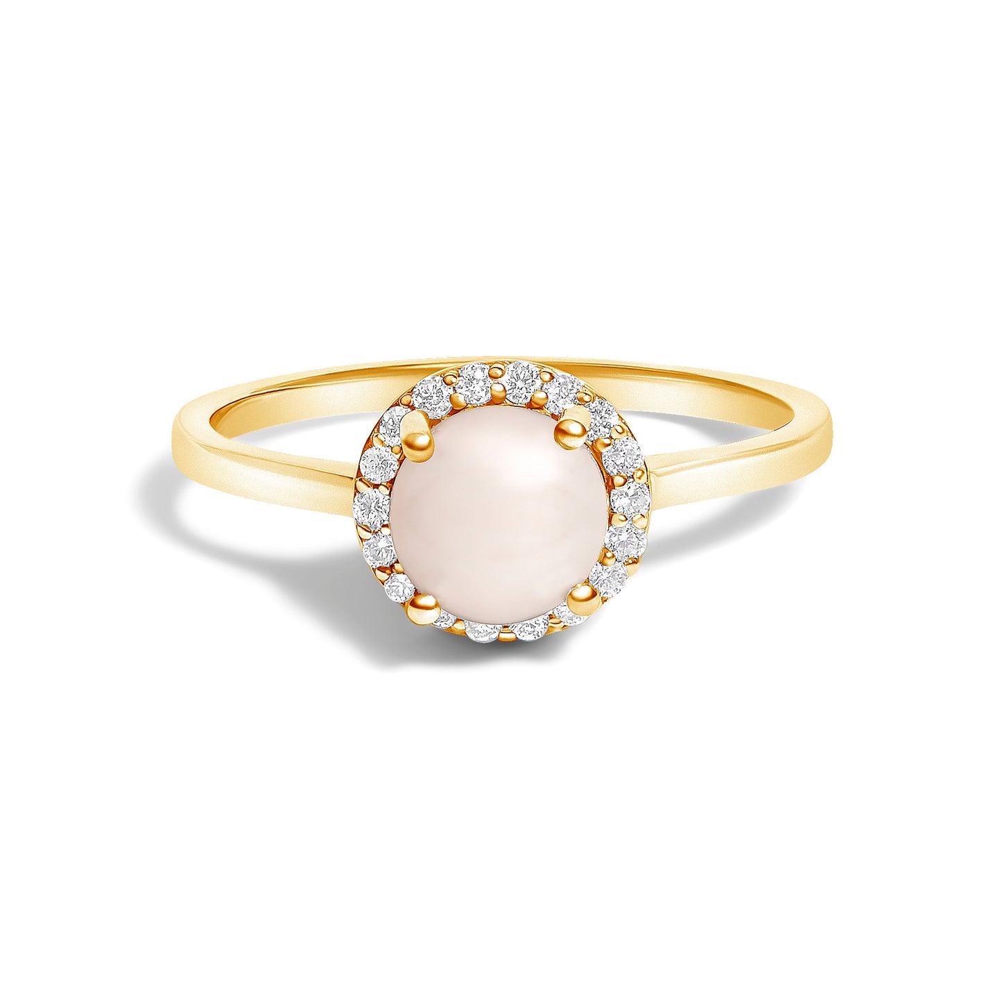 Bague Halo en Or Blanc 10K avec Améthyste Violet et Diamants