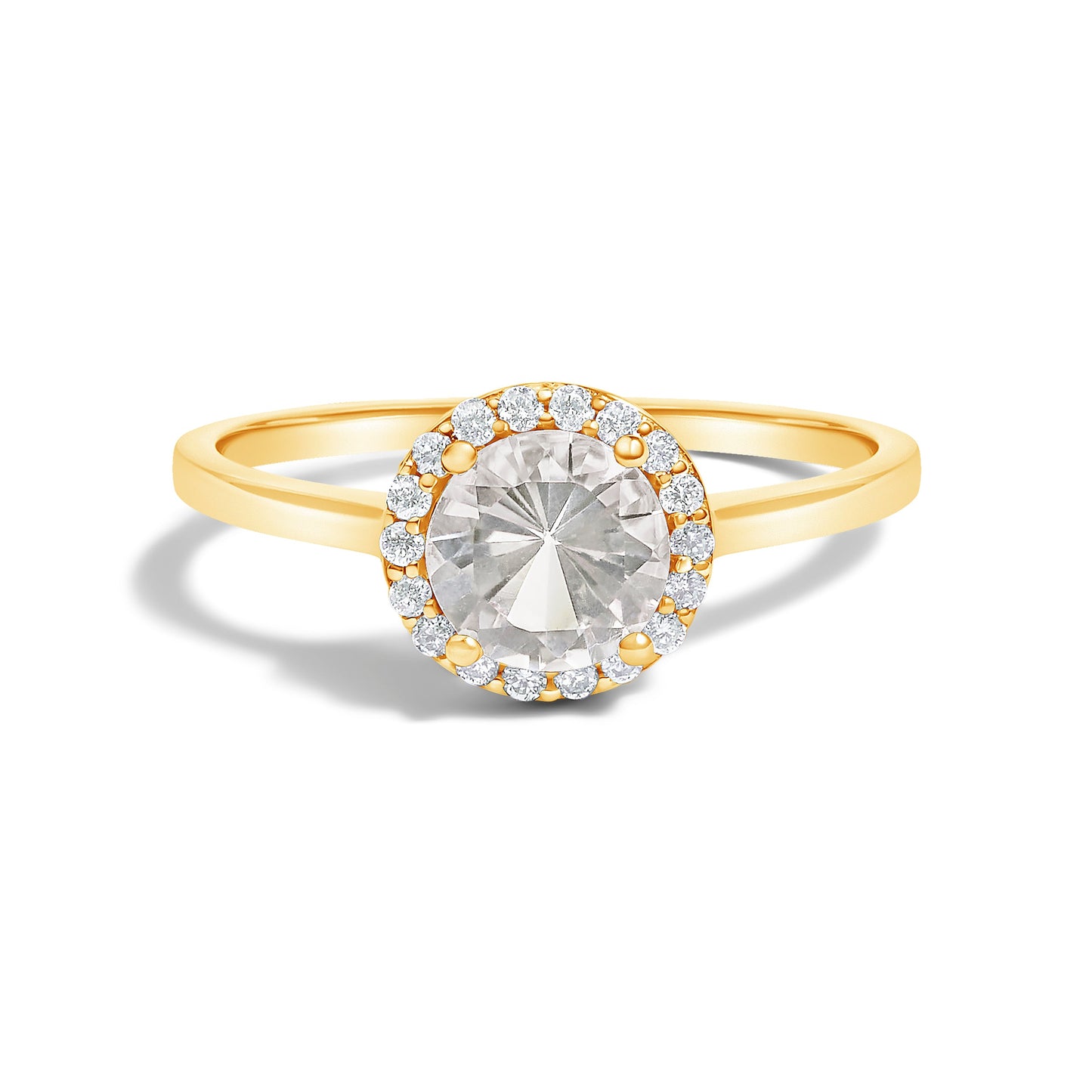 Bague Halo en Or Blanc 10K avec Améthyste Violet et Diamants