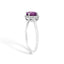 Bague Halo en Or Blanc 10K avec Améthyste Violet et Diamants