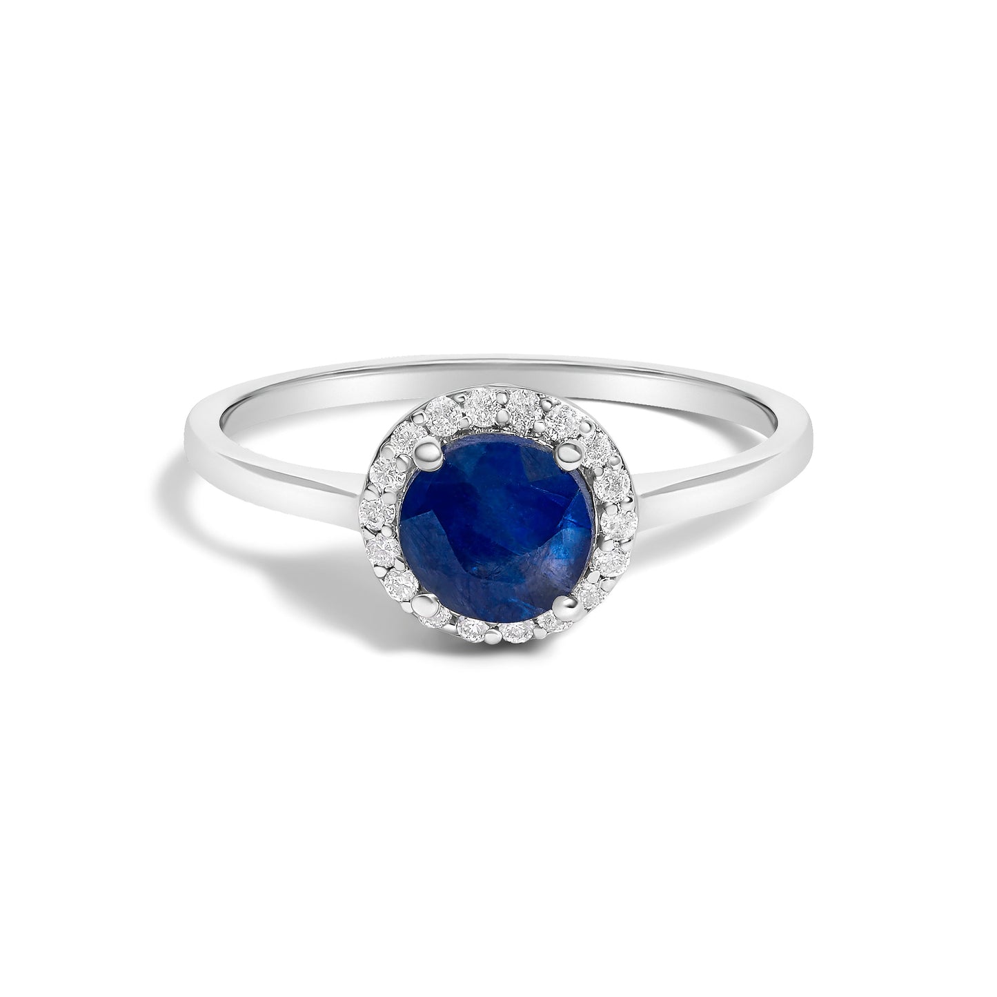 Bague Halo en Or Blanc 10K avec Améthyste Violet et Diamants