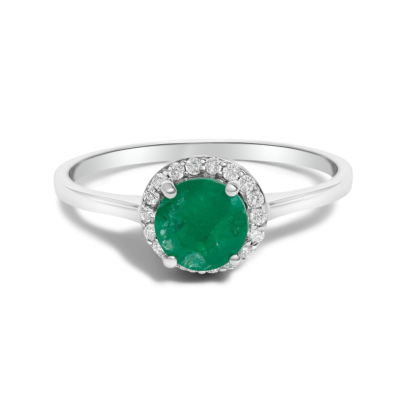 Bague Halo en Or Blanc 10K avec Améthyste Violet et Diamants