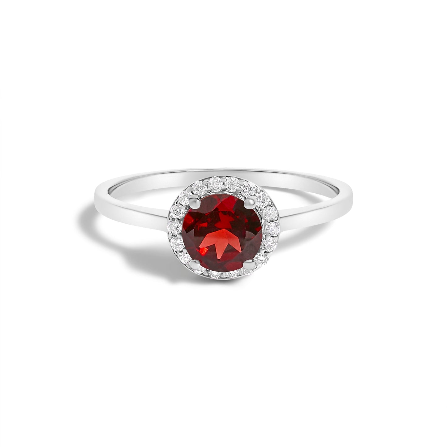 Bague Halo en Or Blanc 10K avec Améthyste Violet et Diamants
