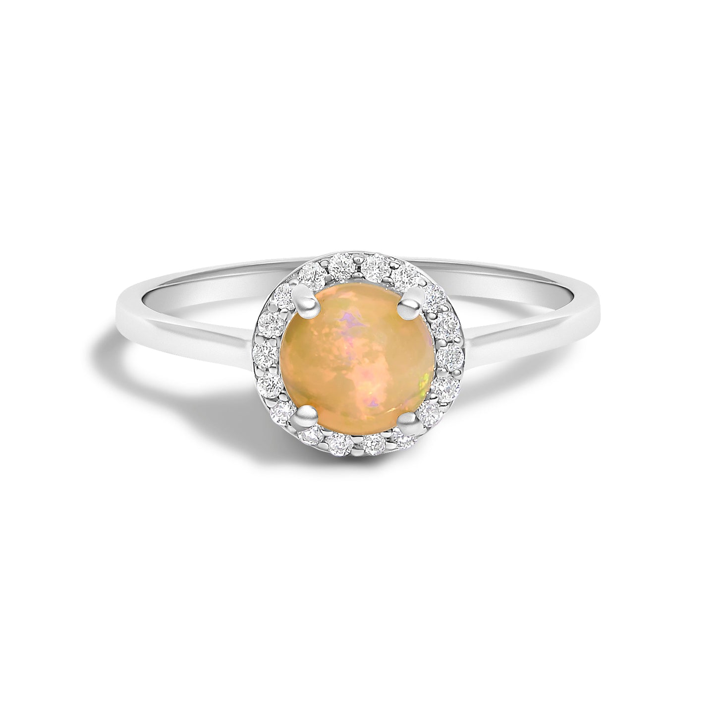 Bague Halo en Or Blanc 10K avec Améthyste Violet et Diamants