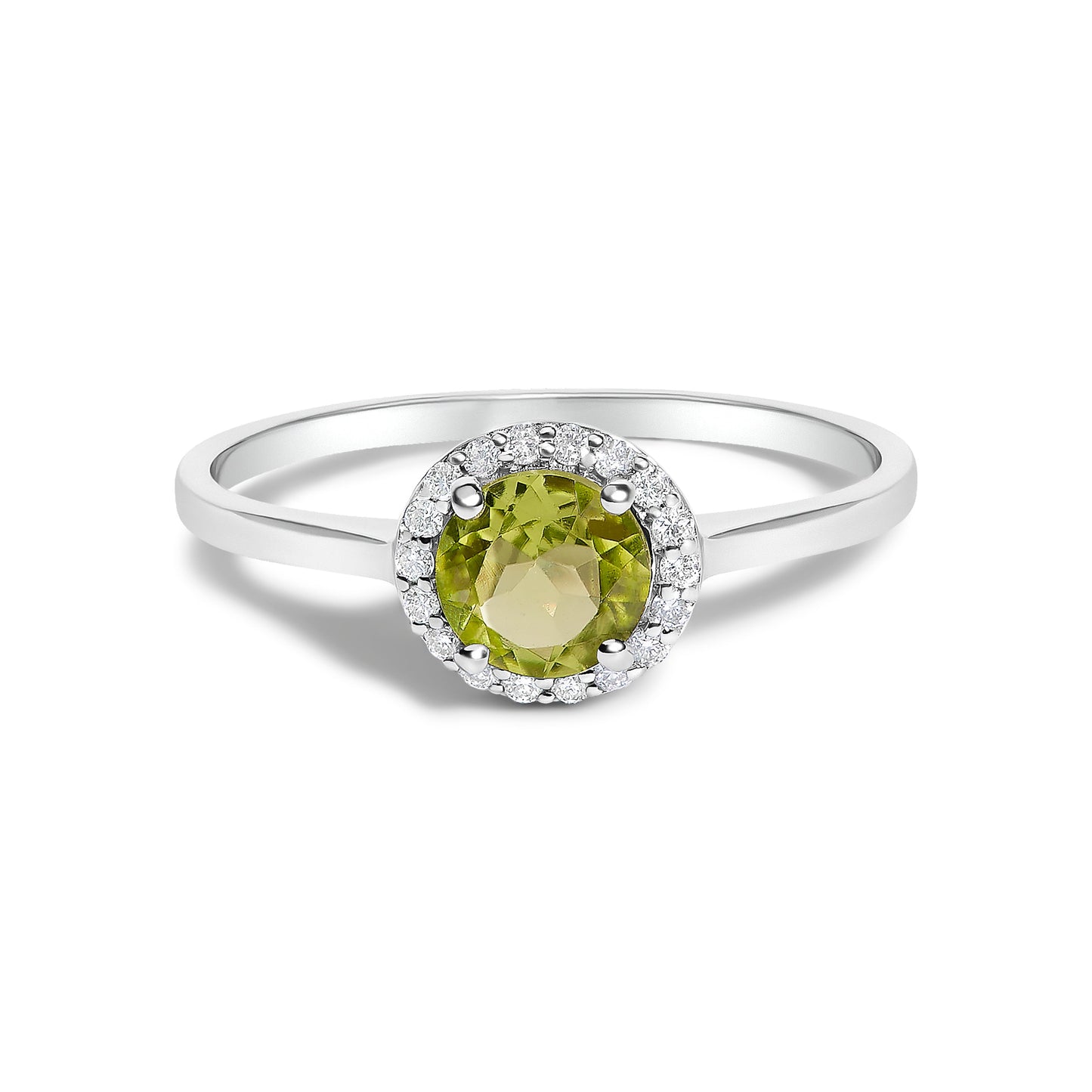 Bague Halo en Or Blanc 10K avec Améthyste Violet et Diamants