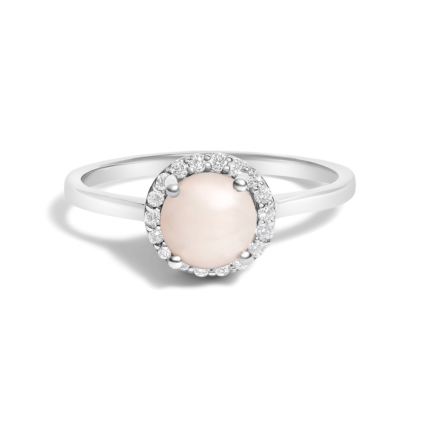 Bague Halo en Or Blanc 10K avec Améthyste Violet et Diamants