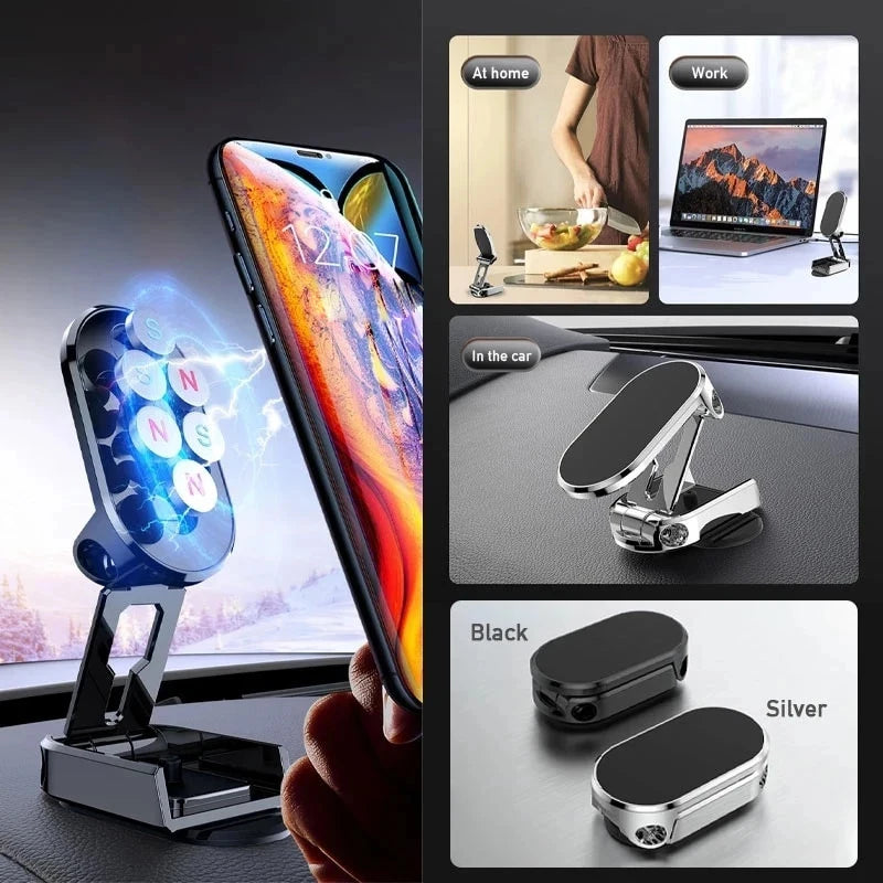 Premium Magnetic Car Phone Holder - Foldable Metal Stand