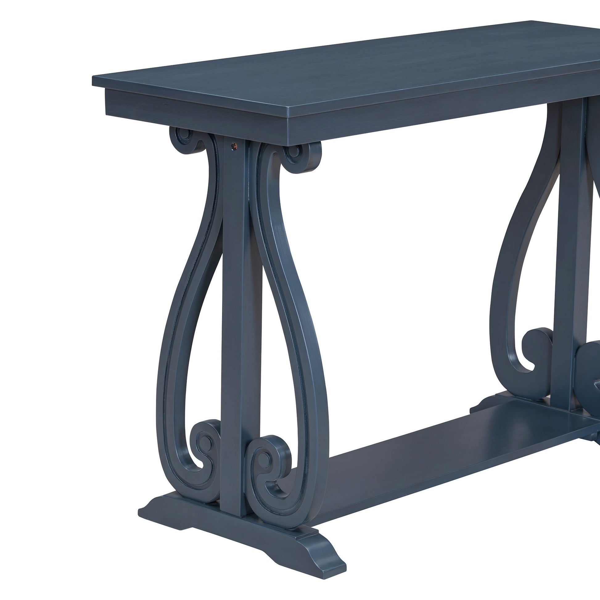 48-Inch Rustic Vintage Console Table --- Farmhouse Style Entryway Table with Open Shelf and Sturdy Construction (Navy) - Korvel