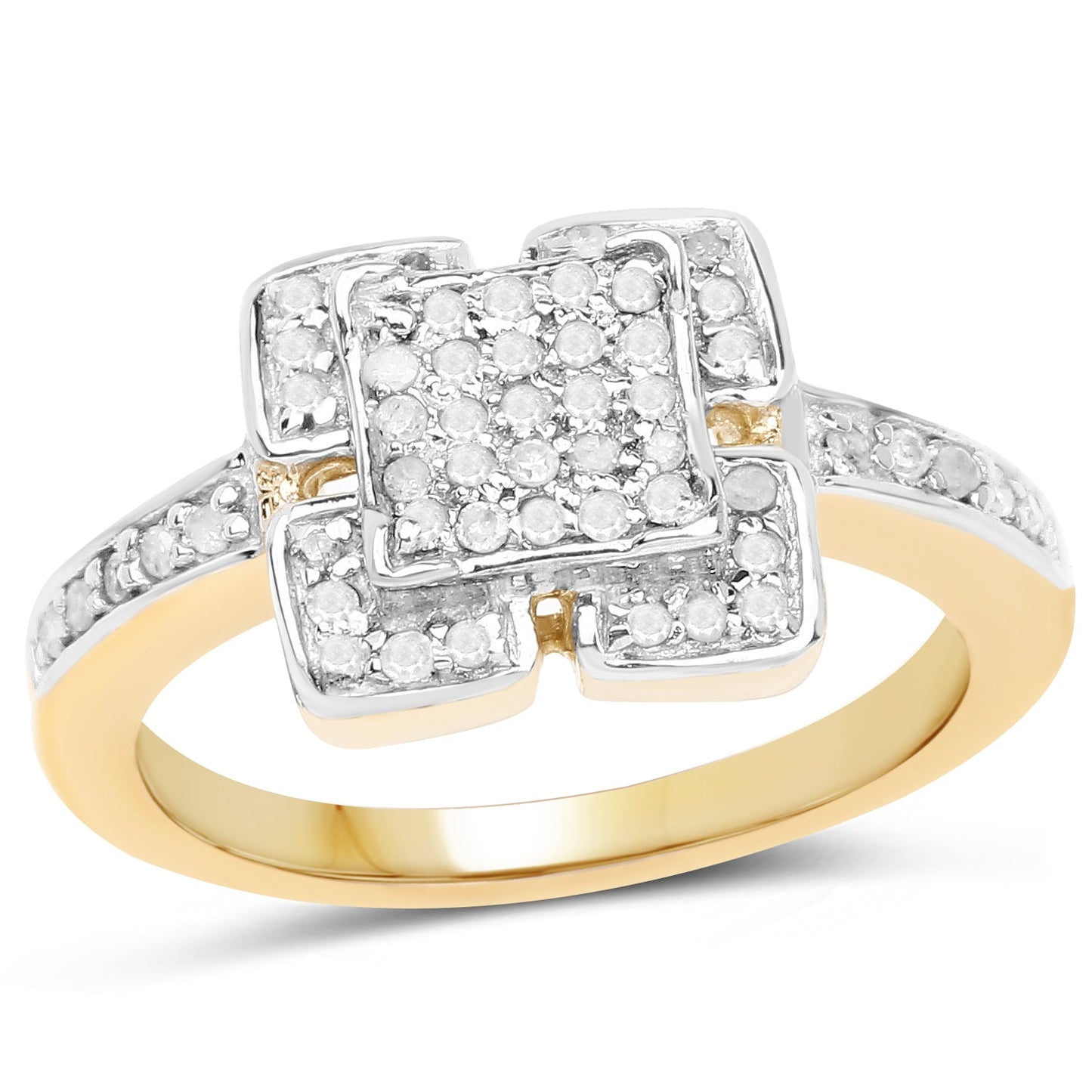 Bague de fiançailles en diamant plaquée or jaune 14K