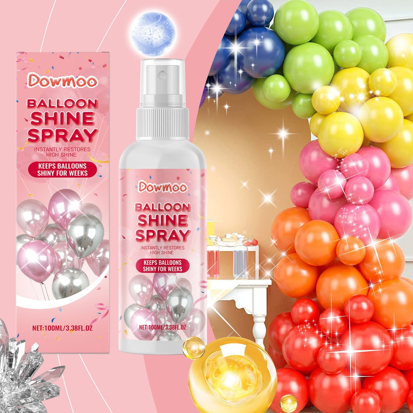 Spray Brillant pour Ballons pour une Atmosphère de Fête Glamoureuse