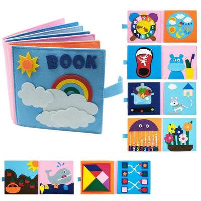 Felt cloth book three-dimensional early education book kindergarten rainbow Montessori children's teaching aids cloth book - Korvel