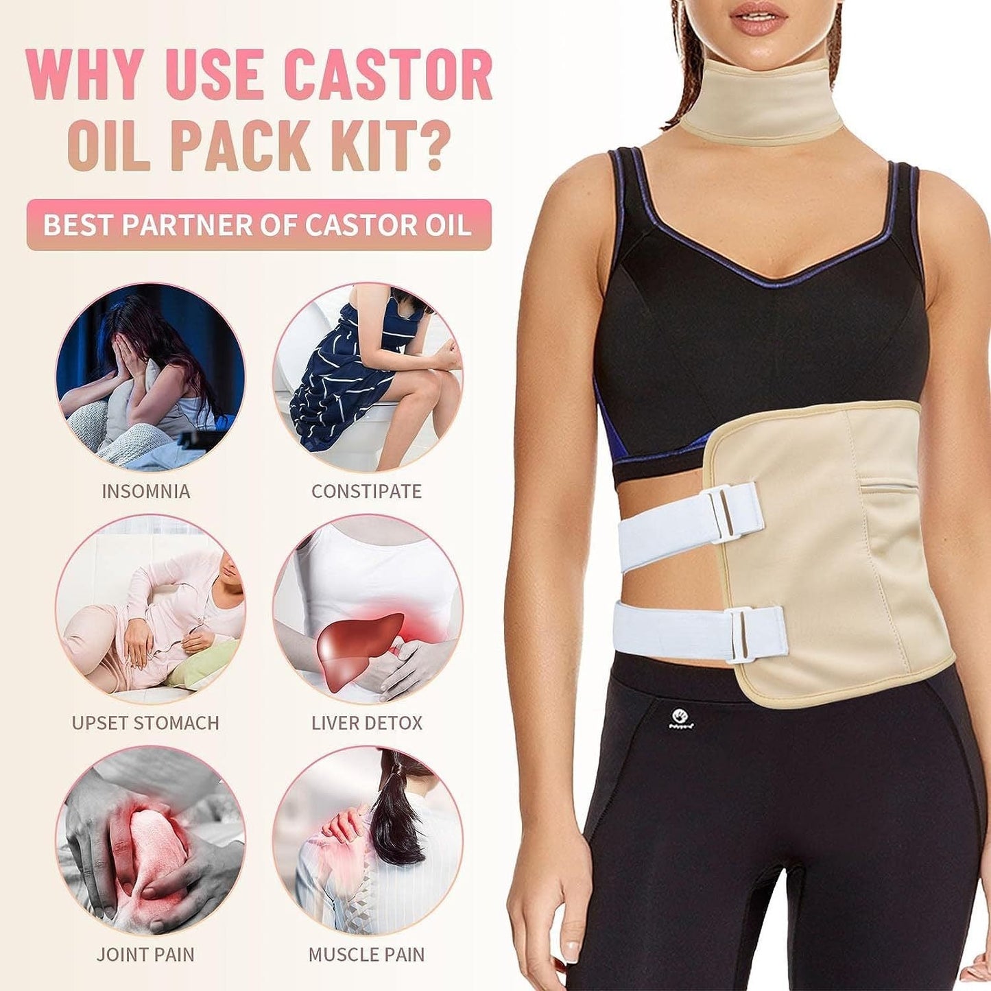 Premium Castor Oil Care Belt with Adjustable Waist Belt