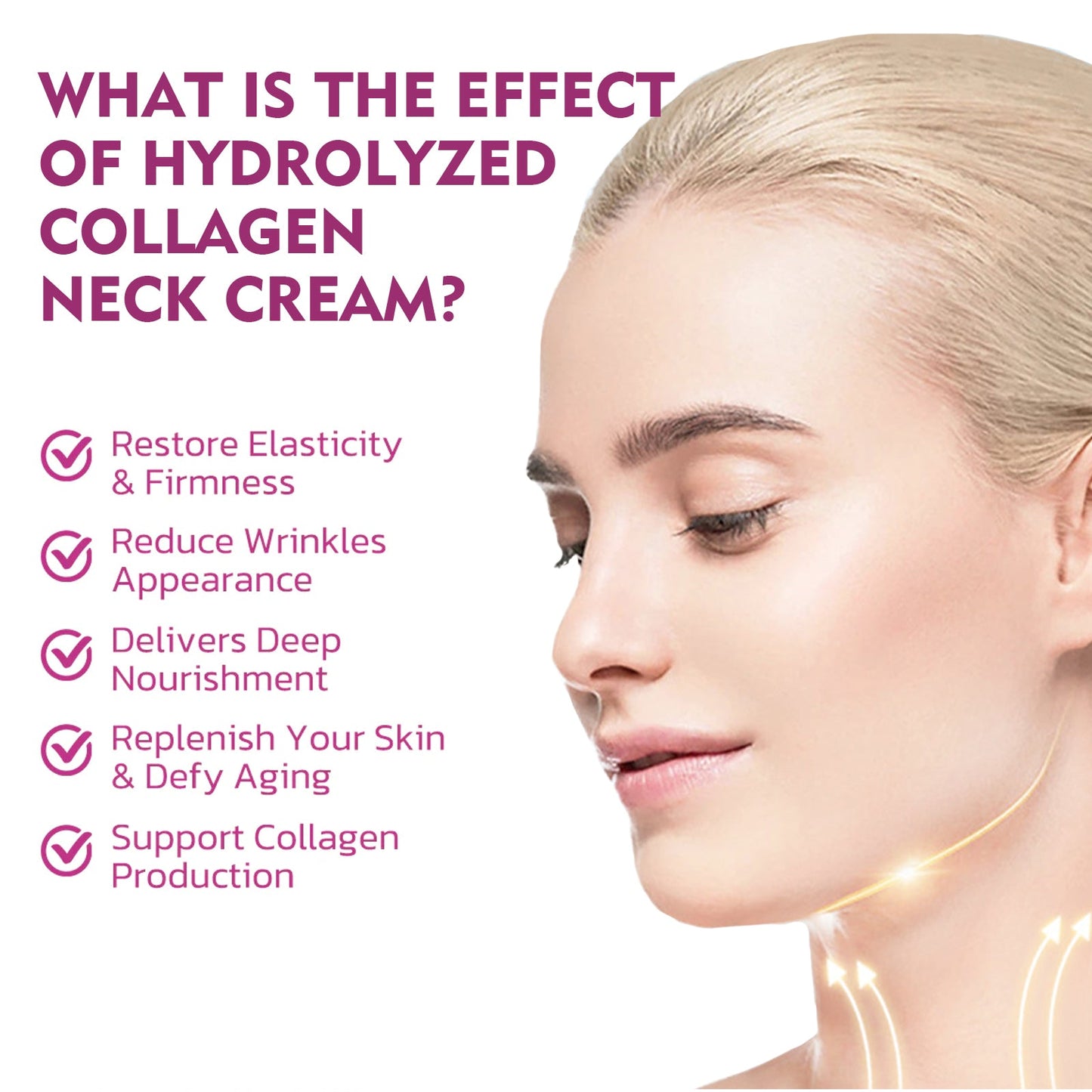 Hydrolyzed Collagen Neck Cream, Fade Neck Lines Shaping Swan Neck Smooth White Neck Cream - Korvel