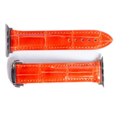 Orange Glazed Alligator Apple Watch Band