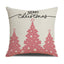 Pink Cartoon Christmas Pillowcase - Premium Linen Cushion Cover