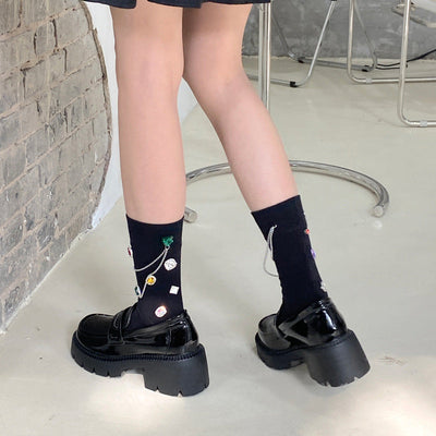 Chaussettes de luxe noires à chaîne empilées pour femmes