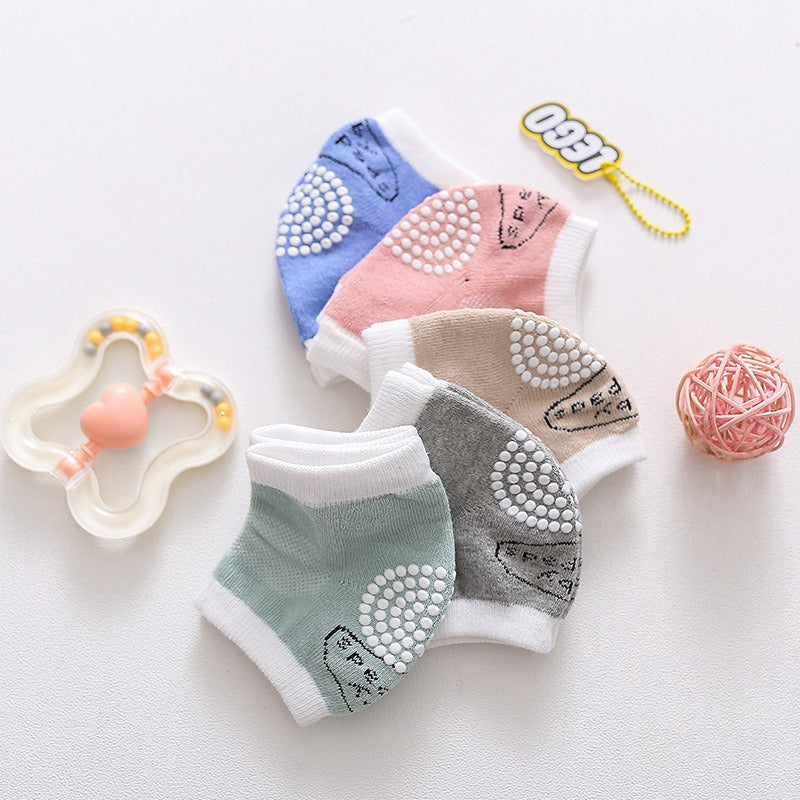3 pairs of cotton children's knee pads, autumn glue dispensing, anti slip baby knee pads, mesh breathable exercise, baby crawlin - Korvel
