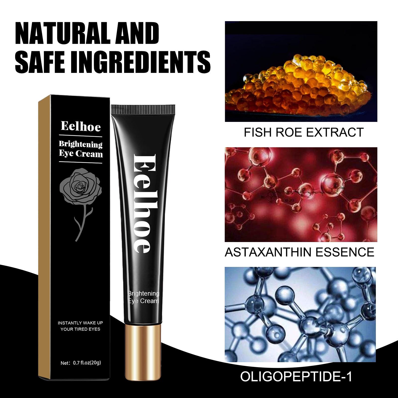 Astaxanthin Caviar Eye Cream, Moisturizing Skin Care Firming Fade Lines Eye Cream - Korvel