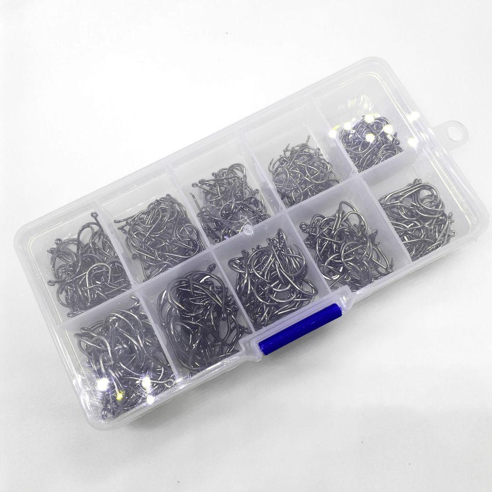 Rompin 500pcs Ganchos de Pesca de Acero al Carbono de Tamaños Mixtos