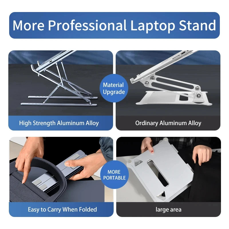 N8 Laptop Stand Adjustable Aluminum Desktop Cooling Pad for Macbook Notebook Bracket Support Foldable Portable Laptop Holder - Korvel