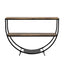 TREXM Rustic Industrial Design Demilune Shape Textured Metal Distressed Wood Console Table (Distressed Brown) - Korvel