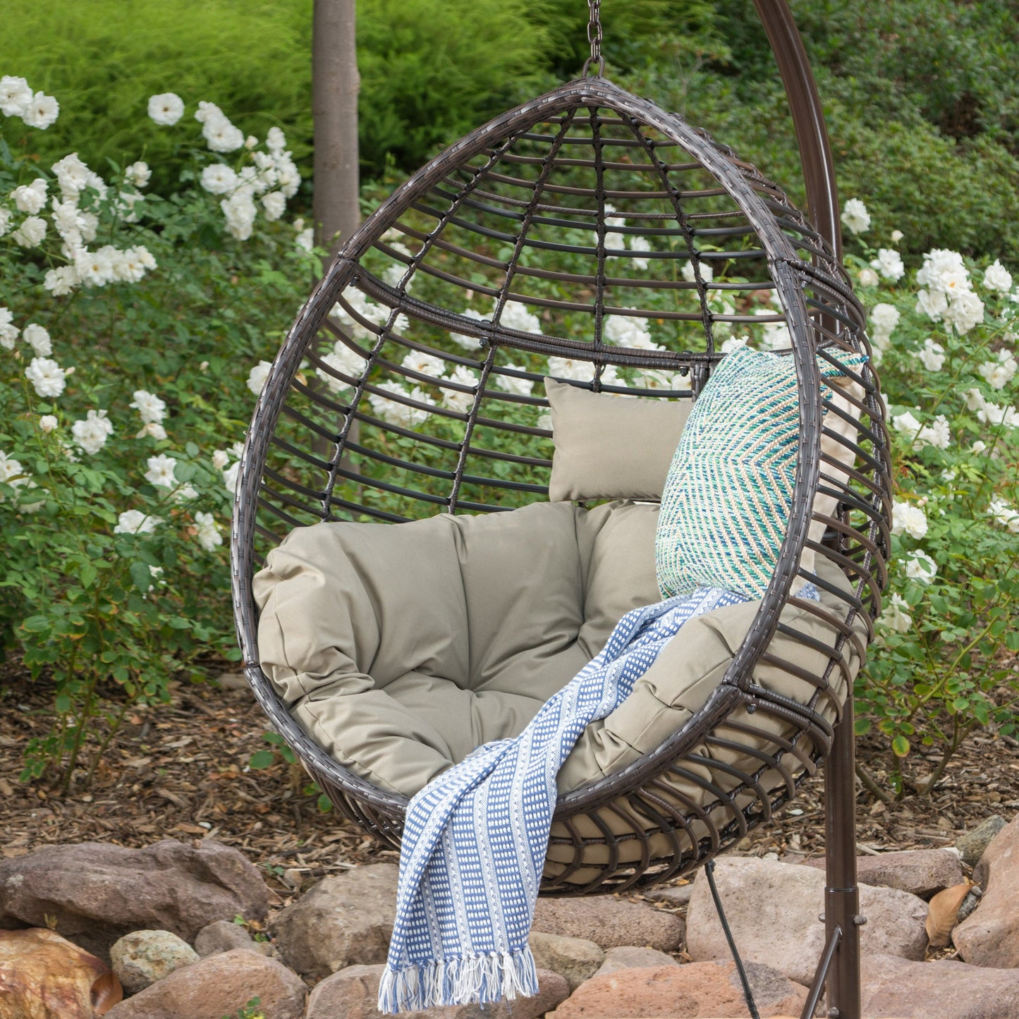 Premium Hanging Basket Chair - Brown - Stand Not Included
