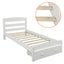 Elegant Platform Twin Bed Frame with Storage Drawer - White