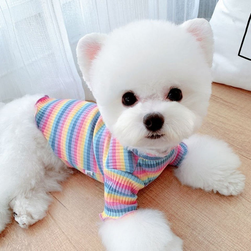 Rainbow Undercoat Dog Clothes Pet Clothes Cat Bears VIP Pomeranian Schnauzer Small Dog Clothes - Korvel