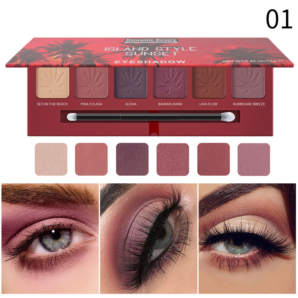Paleta de Sombra de Ojos Mate Perlescente de 6 Colores de Romantic Beauty