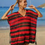 Tassel Openwork Striped V-Neck Cover Up - Korvel