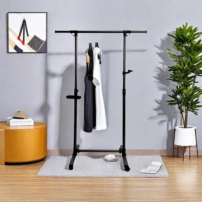 Heavy-Duty Rolling Clothes Hanger with Wheels - Black