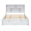 Elegant Queen Size Platform Bed with Storage Headboard, White