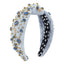 Retro Wide Edge Knot Bead Water Diamond Plush Fabric Thickened Letter Hair Hoop - Korvel