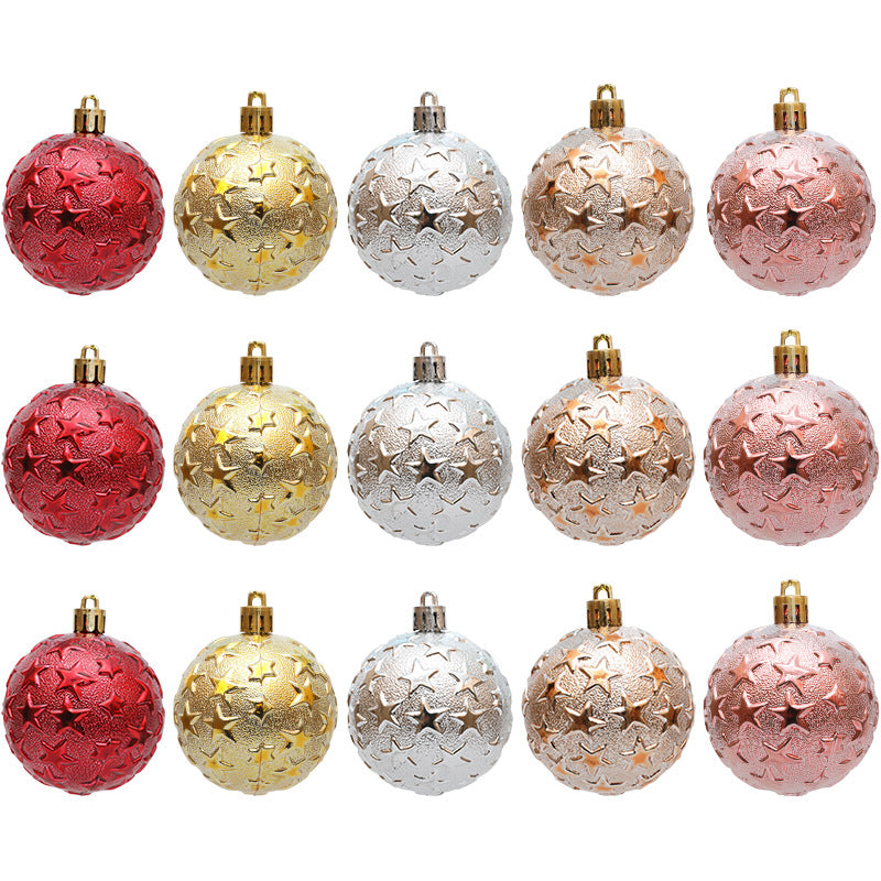 Christmas 6cm Decorative Ball with Starry Sky Relief, Christmas Electroplating Ball Pendant, Venue Decoration Ball - Korvel