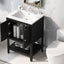 Meuble de salle de bain moderne noir de 24" avec évier en céramique élégant