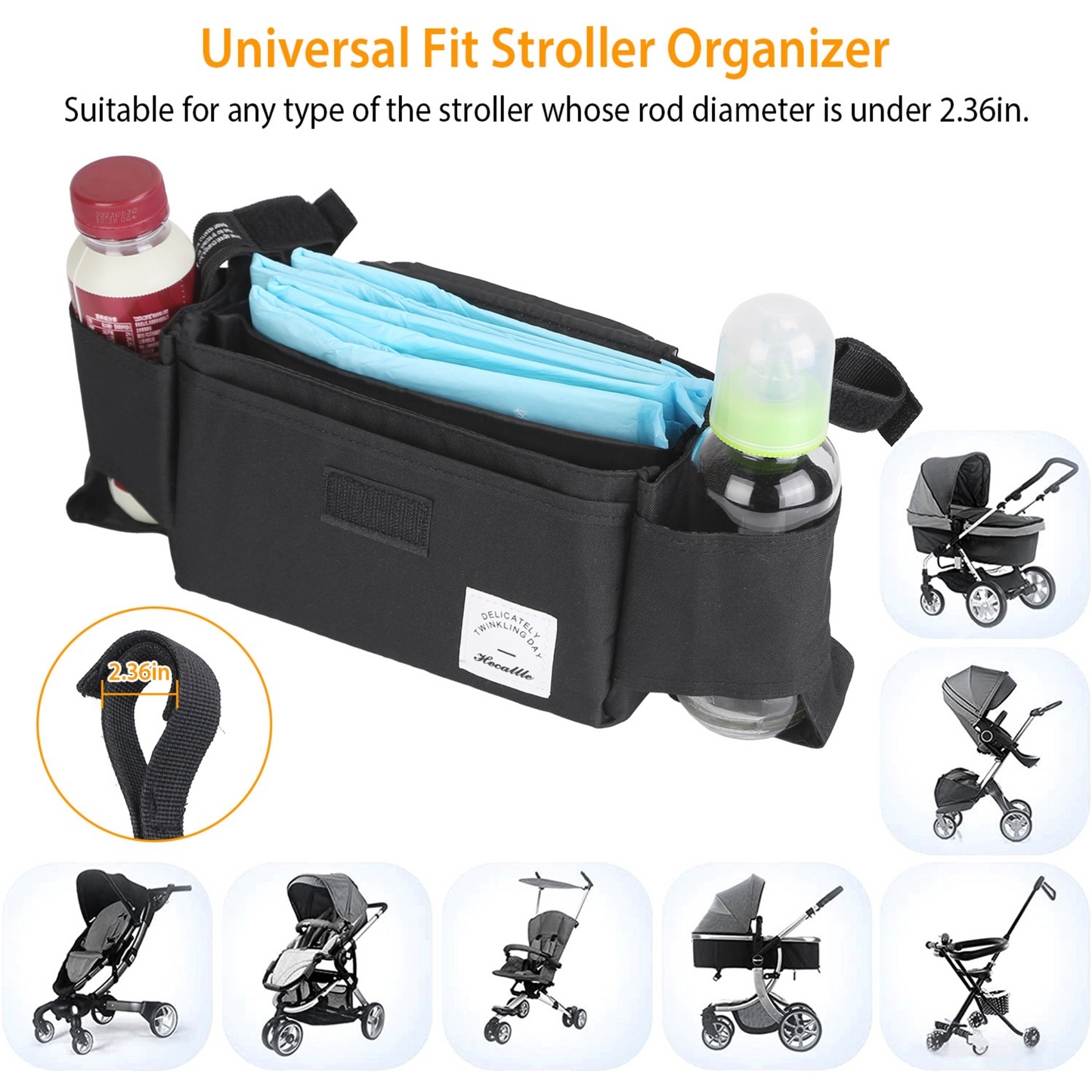 Premium Stroller Organizer Bag with Cup Holder