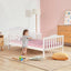 Classic Wood Toddler Bed Frame with Safety Guardrails - White