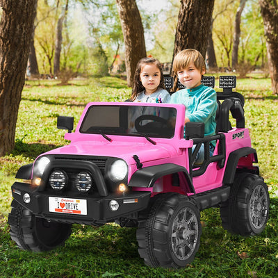 Voiture électrique rose à 2 places 12V avec télécommande