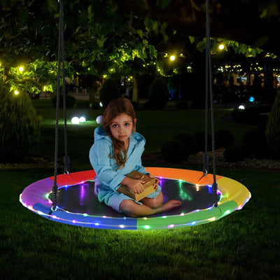 Columpio redondo de 40 pulgadas con luces para niños y adultos