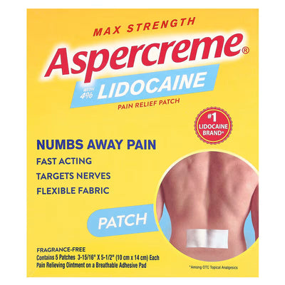 Aspercreme Max Strength Lidocaine Pain Relief Patches, 5 Count