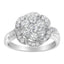 14K White Gold Floral Cluster Diamond Engagement Ring - Size 6