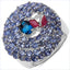 3.31 Carat London Blue Topaz, Ruby & Tanzanite Sterling Silver Ring