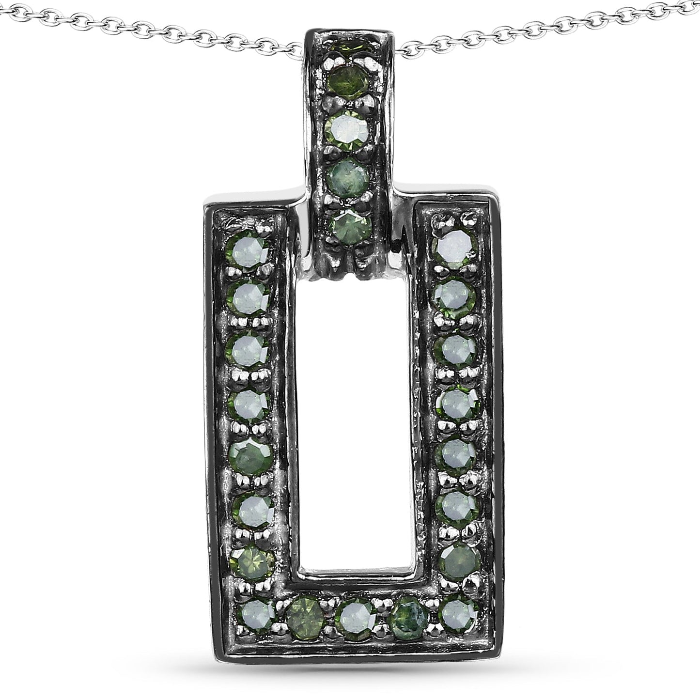 Pendentif en diamant vert véritable de 0,36 carat en argent sterling
