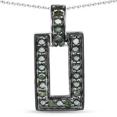 0.36 Carat Genuine Green Diamond Pendant in Sterling Silver