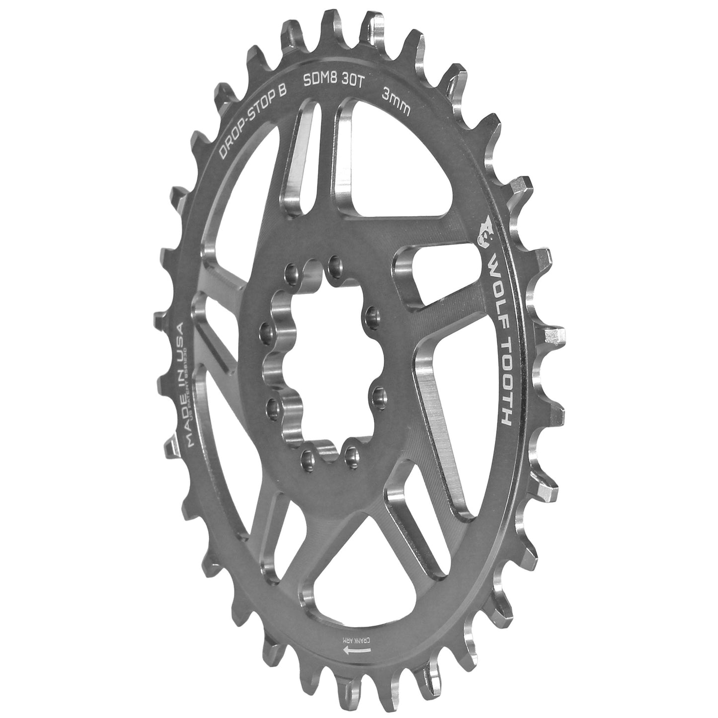 Anneau de montage direct à 8 boulons Wolf Tooth Components (décalage de 3 mm) 30T Argent